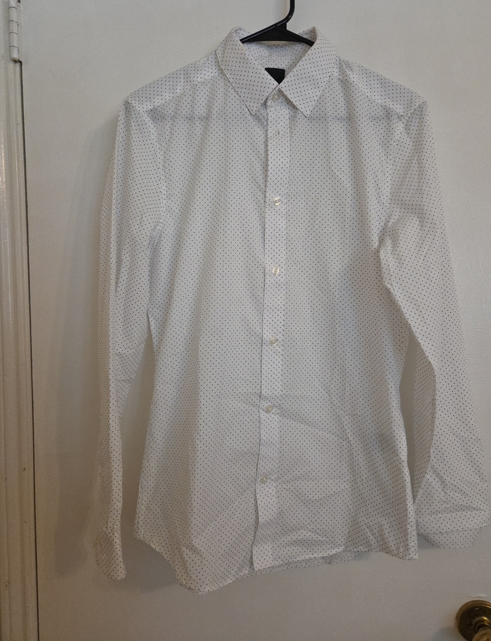 H&M White Dress Shirt with Black Microdots